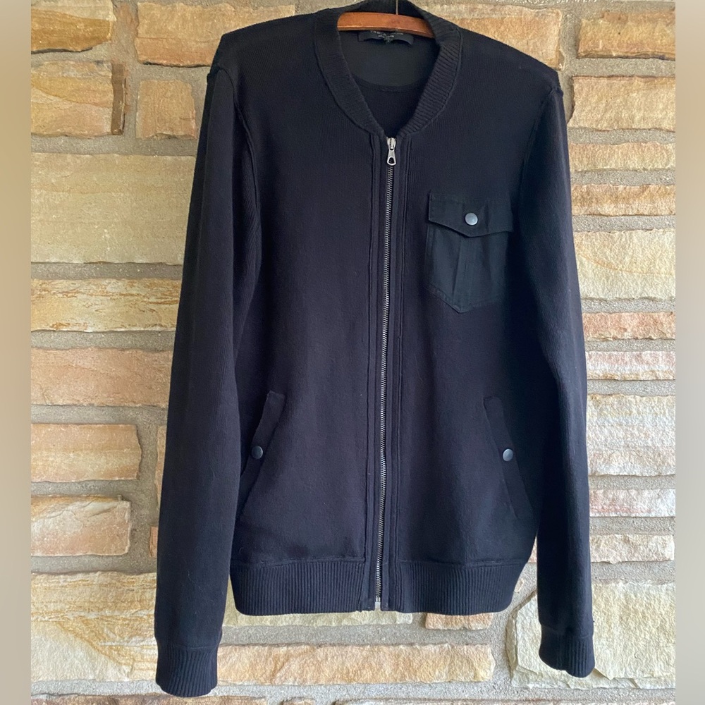 Rag & Bone Black Men’s Zip Up Sweater Jacket, size Medium